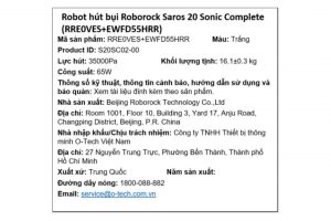 Robot hút bụi lau nhà Roborock Saros 20 Sonic Complete - Trắng