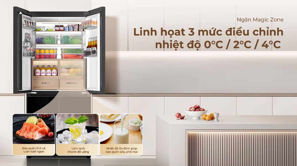 Tủ lạnh Aqua Inverter 508 lít Multi Door AQR-MA580XA(GB)U1 - Ngăn Magic Zone Tủ lạnh Aqua Inverter 508 lít Multi Door AQR-MA580XA(GB)U1 - Ngăn Magic Zone