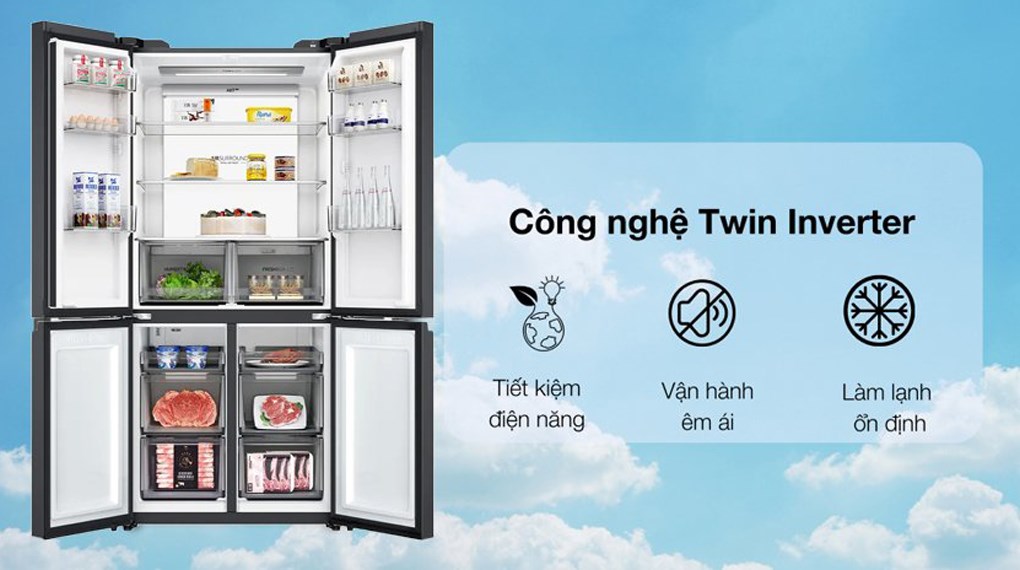 Tủ lạnh Aqua Inverter 660 lít Multi Door AQR-M727XA(GB)U1 - Công nghệ Twin Inverter tiết kiệm điện, vận hành êm ái Tủ lạnh Aqua Inverter 660 lít Multi Door AQR-M727XA(GB)U1 - Công nghệ Twin Inverter tiết kiệm điện, vận hành êm ái