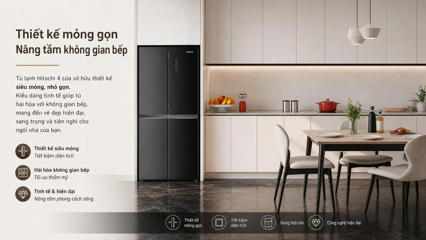 Tủ lạnh Hitachi Inverter 422 lít HR4N7462DSGBVN Tủ lạnh Hitachi Inverter 422 lít HR4N7462DSGBVN