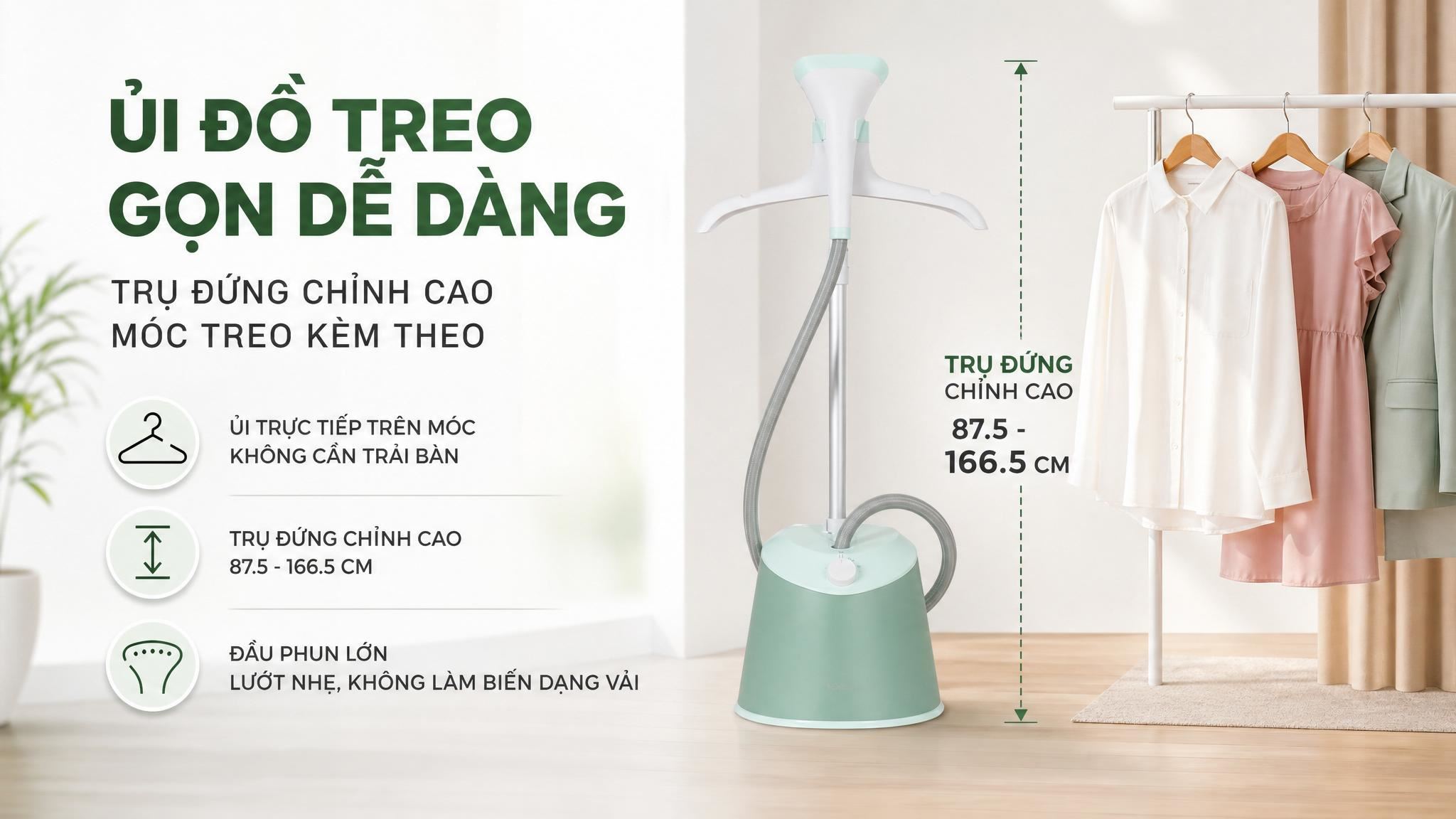 Bàn ủi hơi nước đứng Philips STE1011/70 1600W - Trụ đứng cao Bàn ủi hơi nước đứng Philips STE1011/70 1600W - Trụ đứng cao