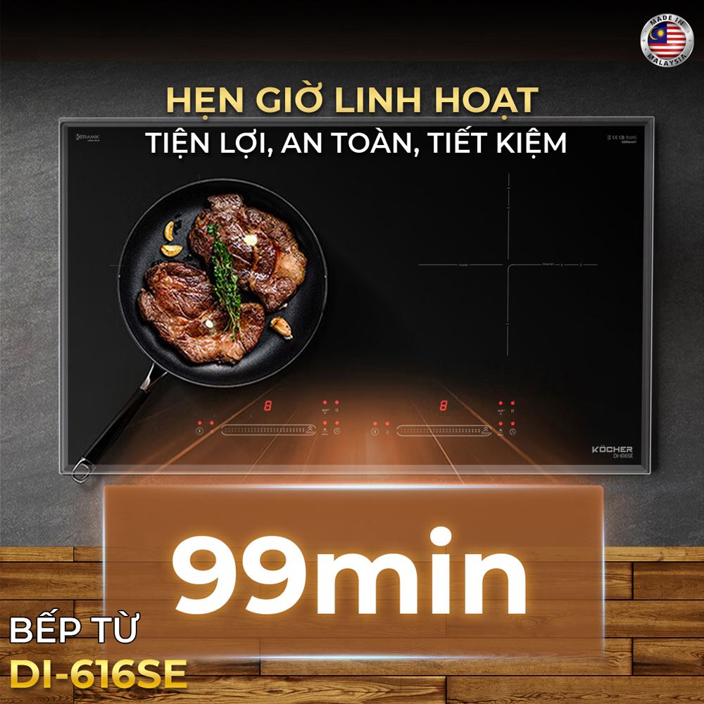 Bếp từ đôi âm Kocher DI-616SE 4000W - Hẹn giờ linh hoạt Bếp từ đôi âm Kocher DI-616SE 4000W - Hẹn giờ linh hoạt