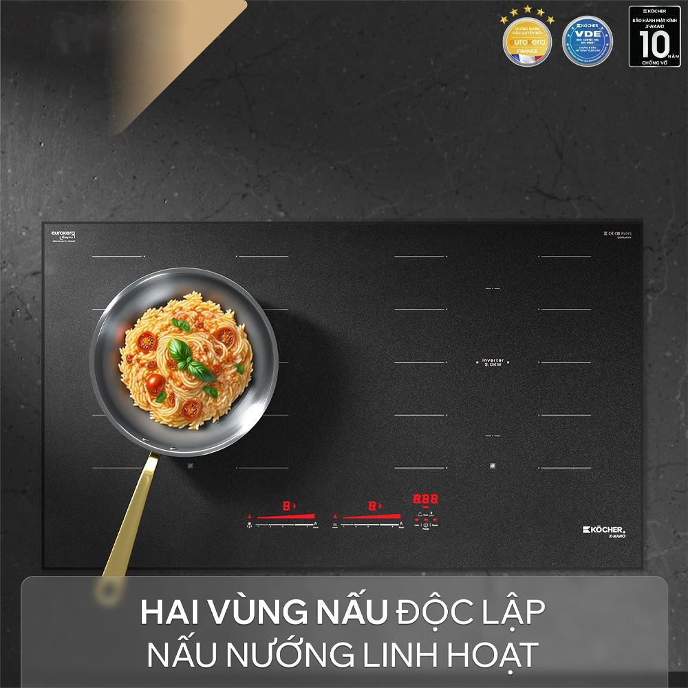 Bếp từ đôi âm Kocher X Nano 8 4000W - Số vùng nấu Bếp từ đôi âm Kocher X Nano 8 4000W - Số vùng nấu