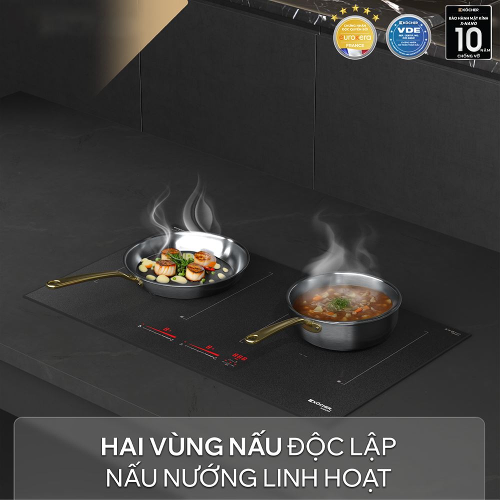 Thiết kế 2 vùng nấu Thiết kế 2 vùng nấu