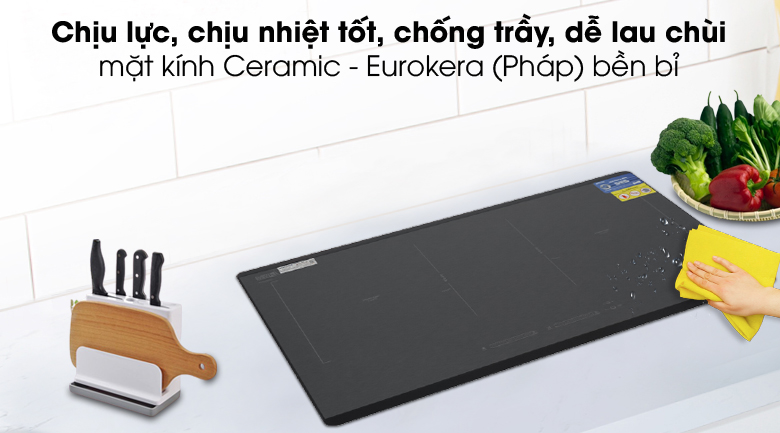 Mặt kính bền bỉ - Bếp từ đôi Kocher DIB4-888MI Mặt kính bền bỉ - Bếp từ đôi Kocher DIB4-888MI