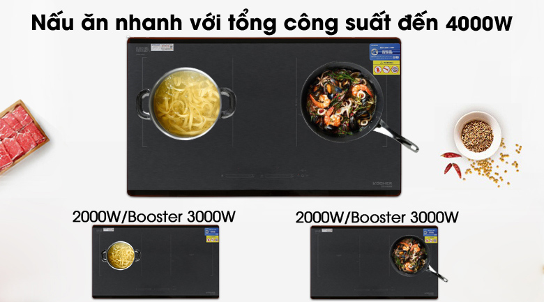 Tổng công suất - Bếp từ đôi Kocher DIB4-888MI Tổng công suất - Bếp từ đôi Kocher DIB4-888MI