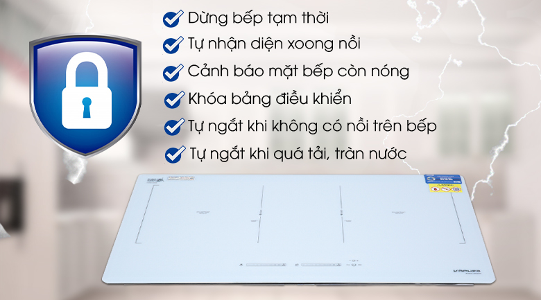 An toàn - Bếp từ đôi Kocher DIB4-888W An toàn - Bếp từ đôi Kocher DIB4-888W