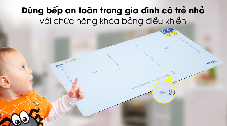 Khóa trẻ em - Bếp từ đôi Kocher DIB4-888W Khóa trẻ em - Bếp từ đôi Kocher DIB4-888W