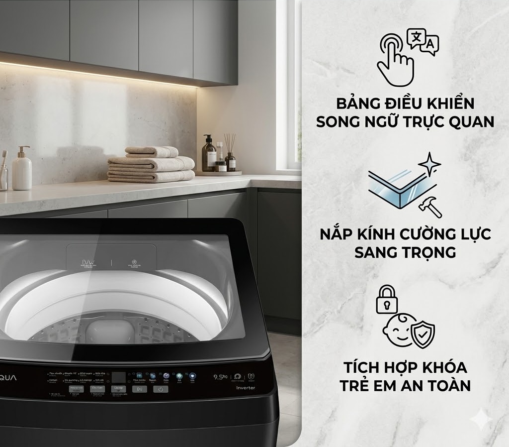 Máy giặt AWM10-B316L(B) có bảng điều khiển trực quan Máy giặt AWM10-B316L(B)