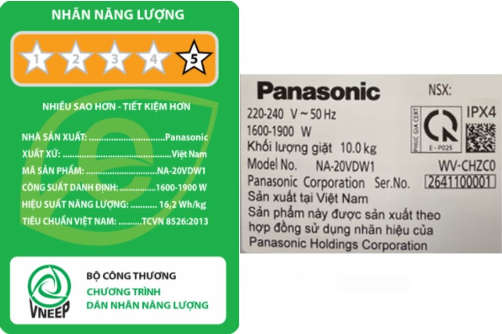 Máy giặt Panasonic Inverter 10 kg NA-20VDW1BVT Máy giặt Panasonic Inverter 10 kg NA-20VDW1BVT
