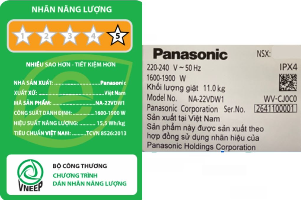 Máy giặt Panasonic Inverter 11kg NA-22VDW1BVT Máy giặt Panasonic Inverter 11kg NA-22VDW1BVT