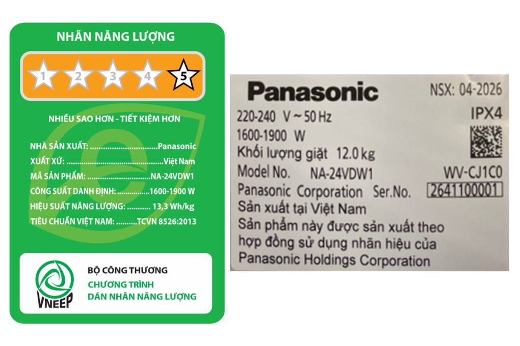 Máy giặt Panasonic Inverter 12 kg NA-24VDW1BVT Máy giặt Panasonic Inverter 12 kg NA-24VDW1BVT