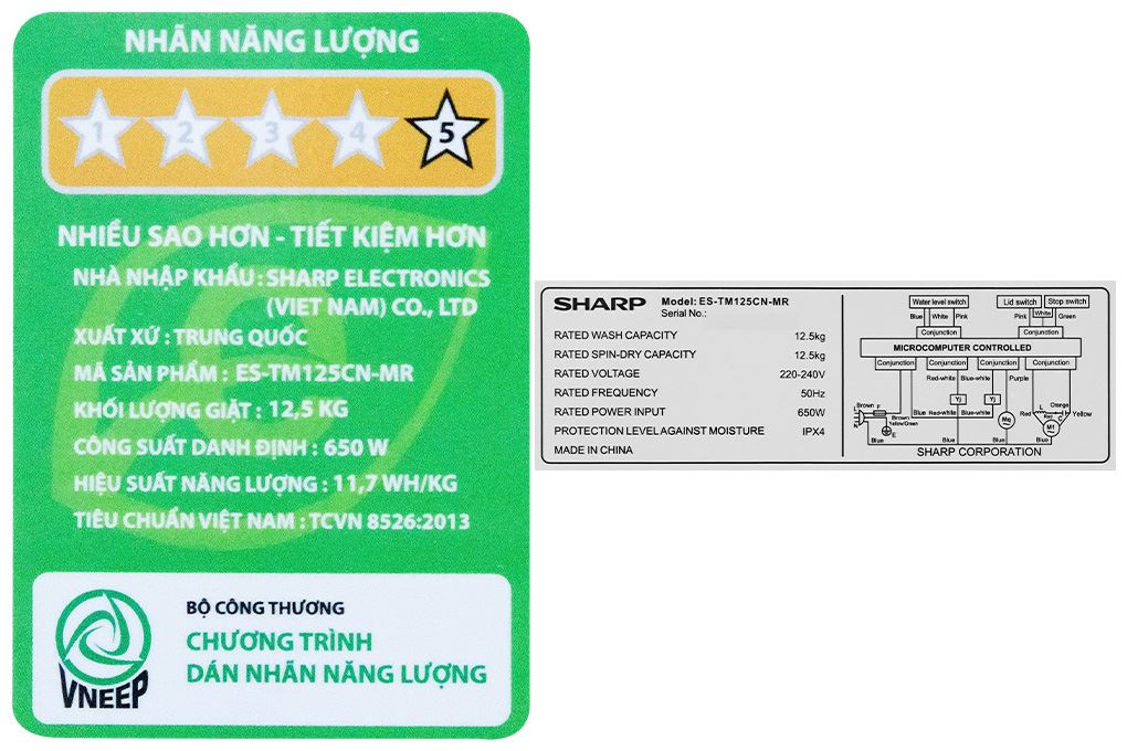 Máy giặt Sharp 12.5 kg ES-TM125CN-MR Máy giặt Sharp 12.5 kg ES-TM125CN-MR