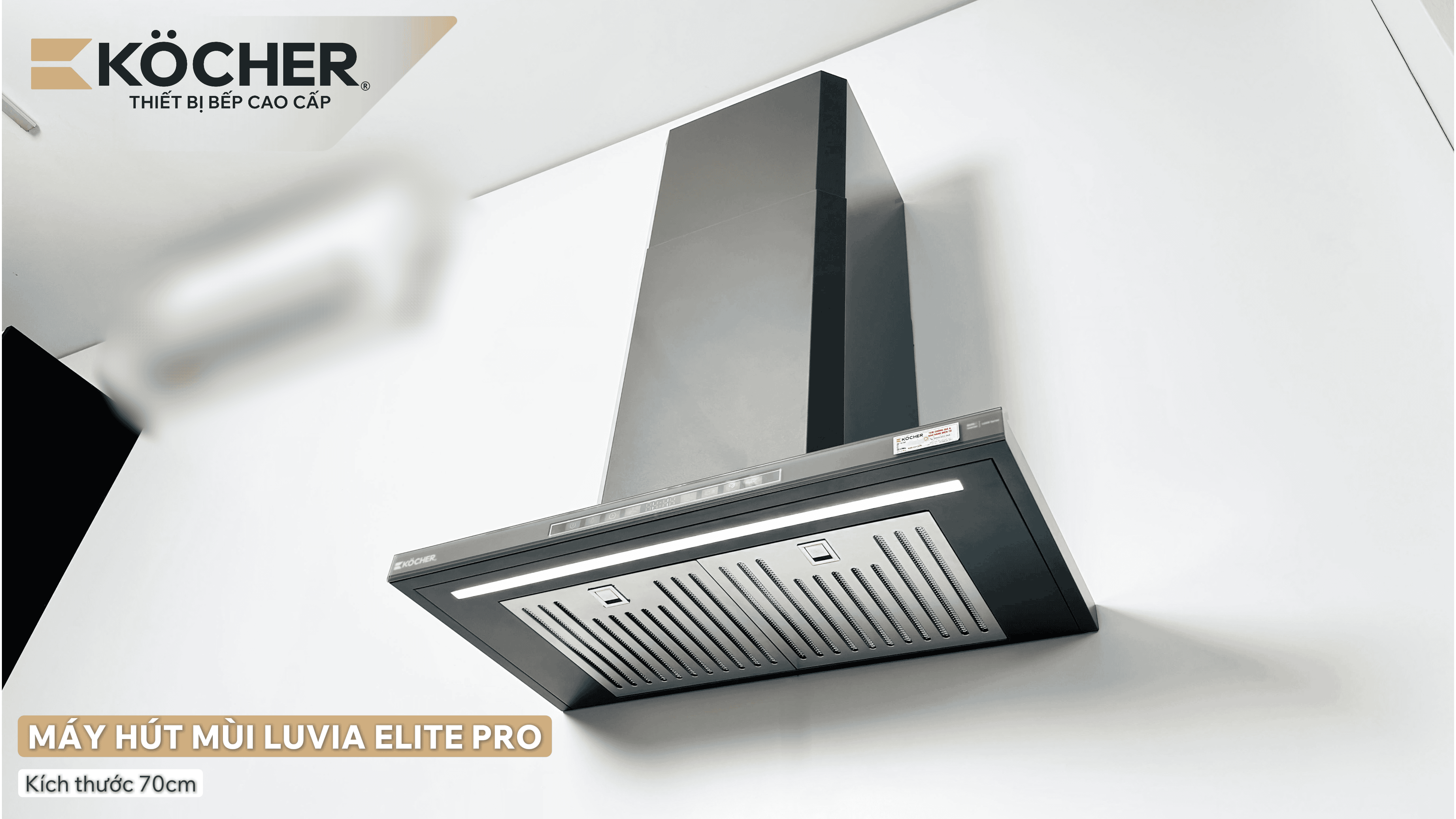 Đèn LumiLine LED đổi 2 màu trắng vàng máy hút mùi Kocher Luvia Elite Pro — MitaPlus TP.HCM