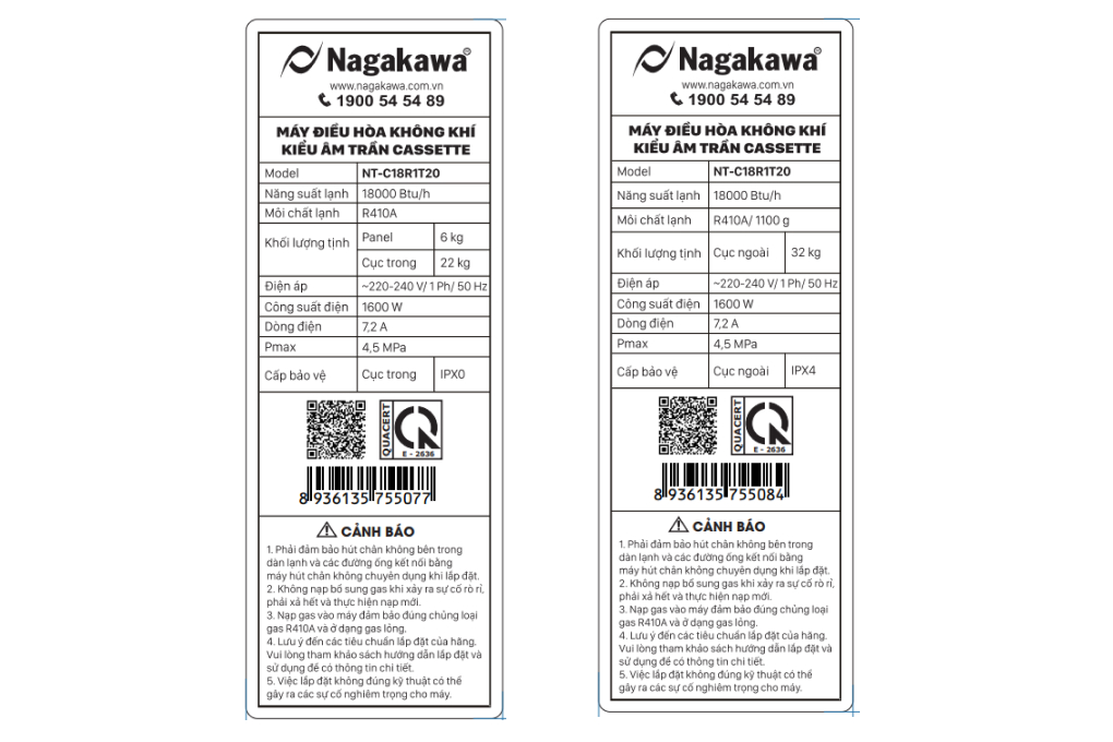 Máy lạnh âm trần Nagakawa 2 HP NT-C18R1T20 Máy lạnh âm trần Nagakawa 2 HP NT-C18R1T20