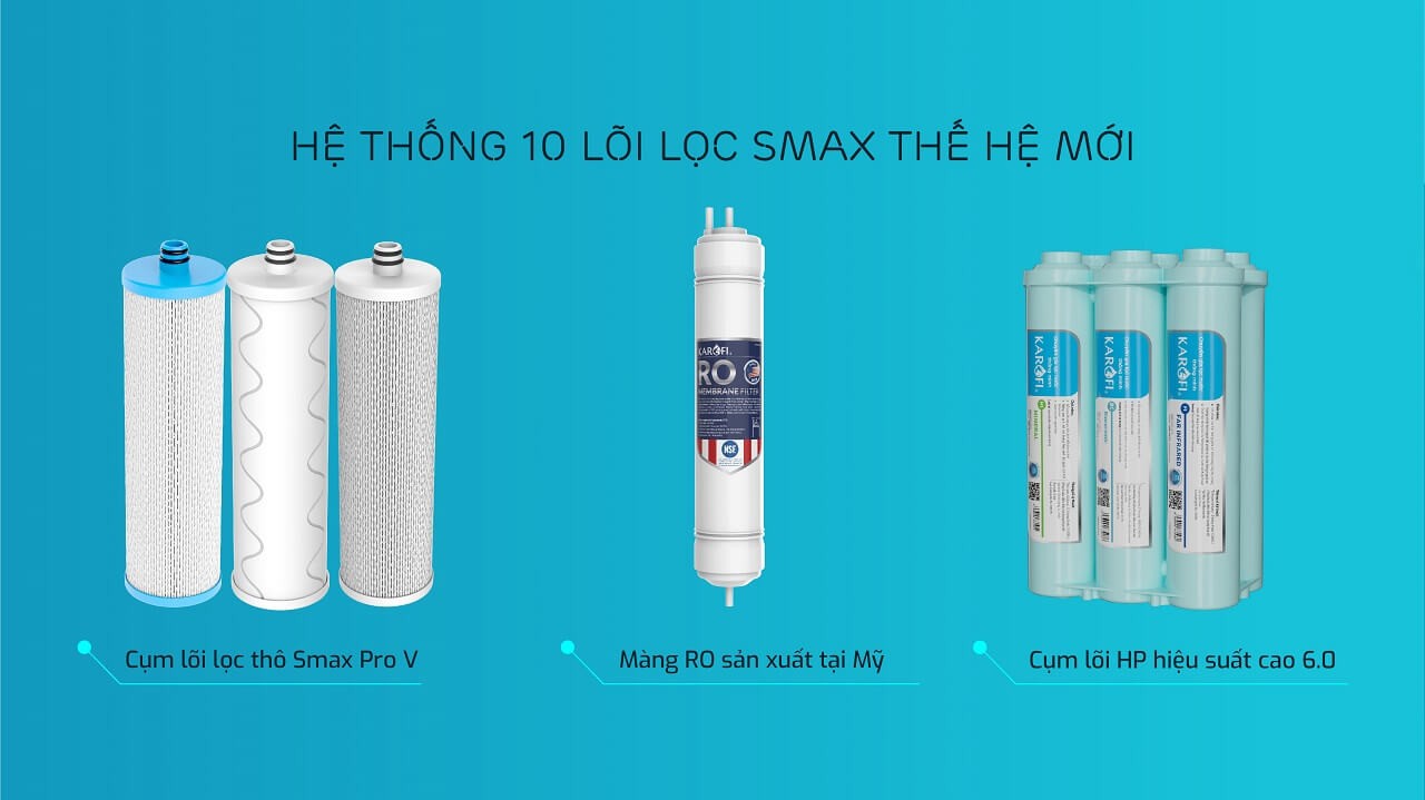 Karofi ERO100V có 10 lõi lọc nước