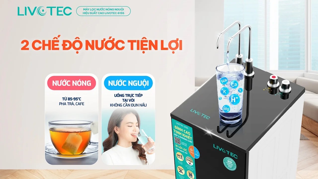 Livotec 615S với 2 vòi nước nóng – nguội tiện lợi