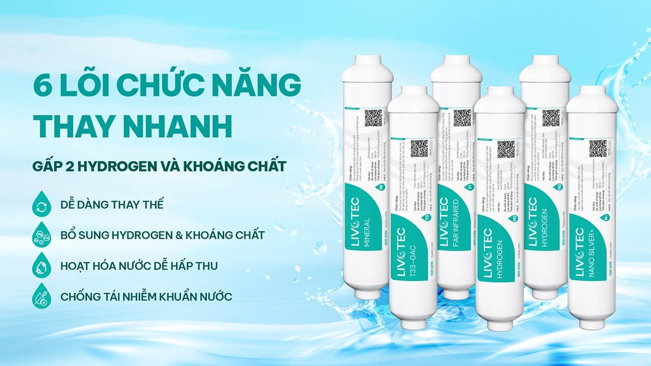 6 lõi chức năng thay nhanh – Tăng cường khoáng chất và Hydrogen