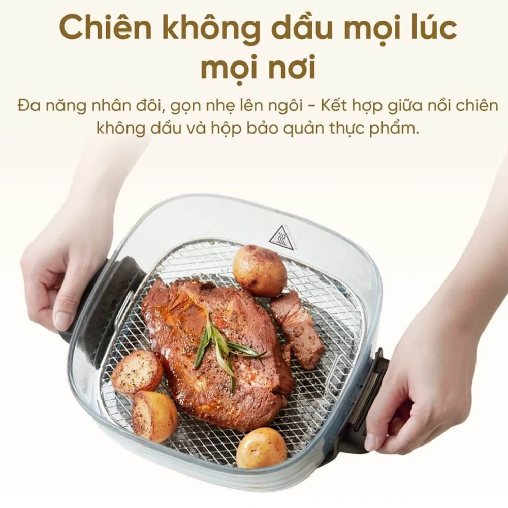 Thiết kế kết hợp giữa nồi chiên không dầu và hộp bảo quản thực phẩm