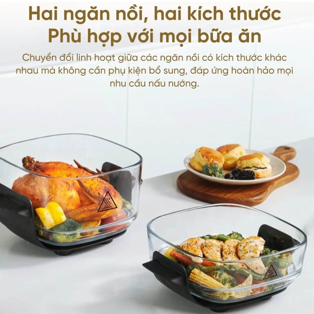 Dreame Tasti PT60 cho phép chuyển đổi linh hoạt giữa 2 ngăn nồi