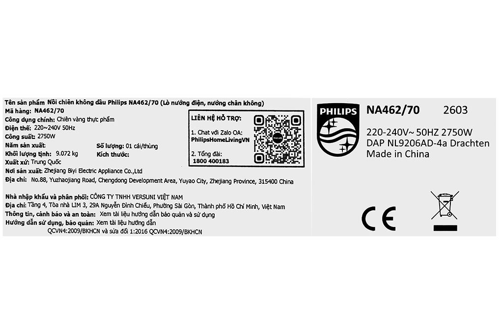 Nồi chiên không dầu Philips 10 lít NA462/70 Nồi chiên không dầu Philips 10 lít NA462/70