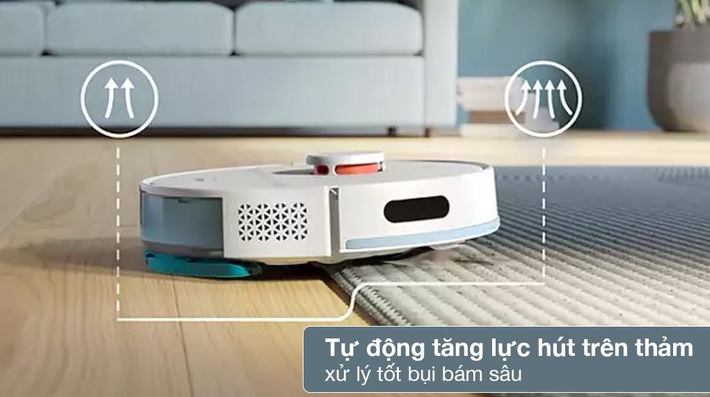 Robot hút bụi lau nhà Philips XU2100/25 - Tăng lực hút trên thảm Robot hút bụi lau nhà Philips XU2100/25 - Tăng lực hút trên thảm