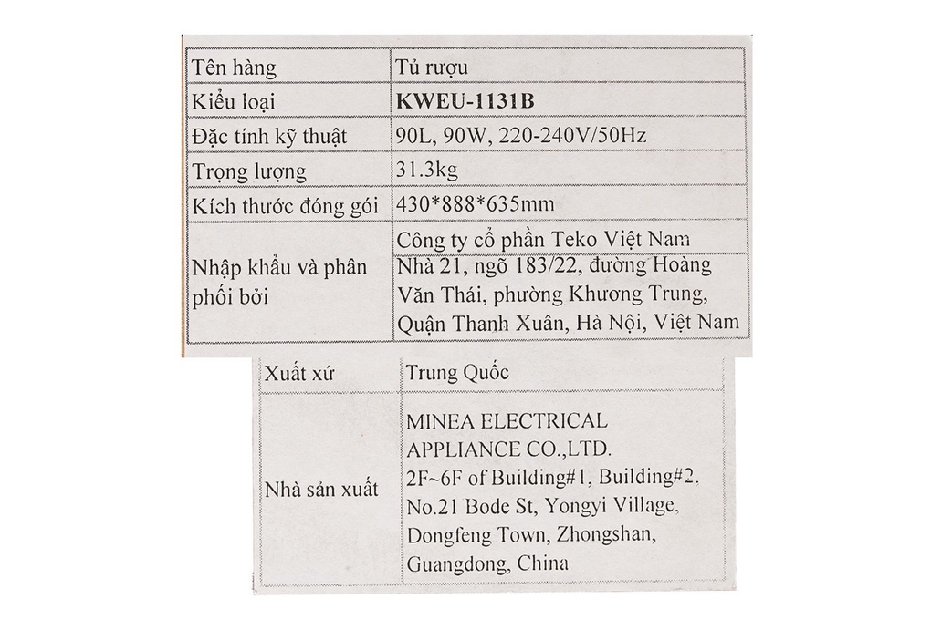 Tủ rượu vang Kocher 31 chai KWEU-1131B Tủ rượu vang Kocher 31 chai KWEU-1131B