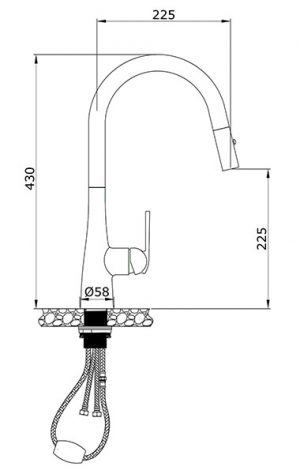 Vòi rửa bát dây rút Konox Curva Black