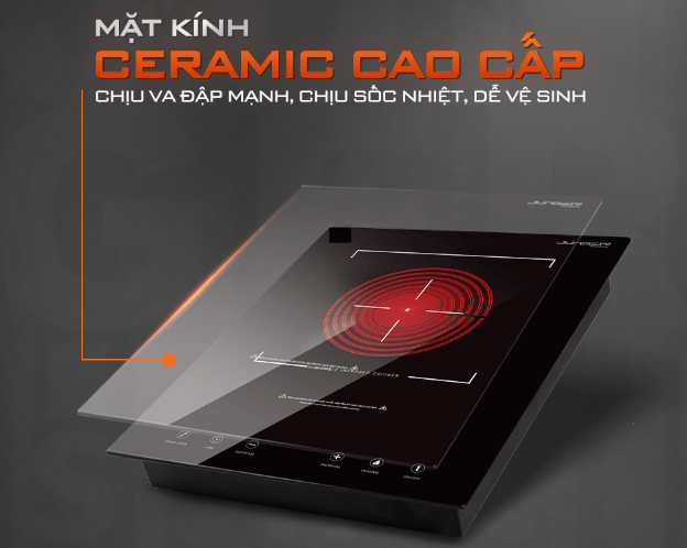 Junger MT-92 có mặt bếp làm bằng kính ceramic cao cấp