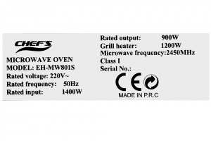 Lò vi sóng có nướng lắp âm Chef's 25 lít EH-MW801S