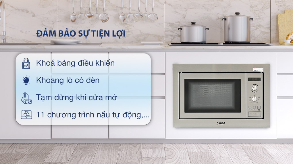 Lò vi sóng âm có nướng Chef's EH-MW801S 25 lít - Tiện ích Lò vi sóng âm có nướng Chef's EH-MW801S 25 lít - Tiện ích