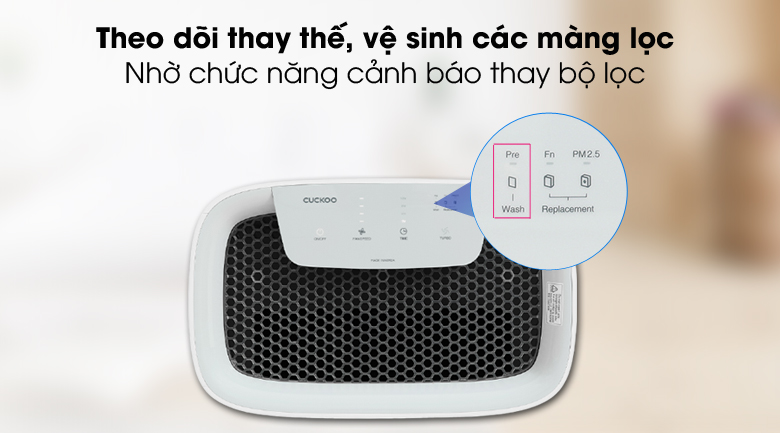 Cảnh báo thay bộ lọc - Máy lọc không khí Cuckoo CAC-C1220FW Cảnh báo thay bộ lọc - Máy lọc không khí Cuckoo CAC-C1220FW