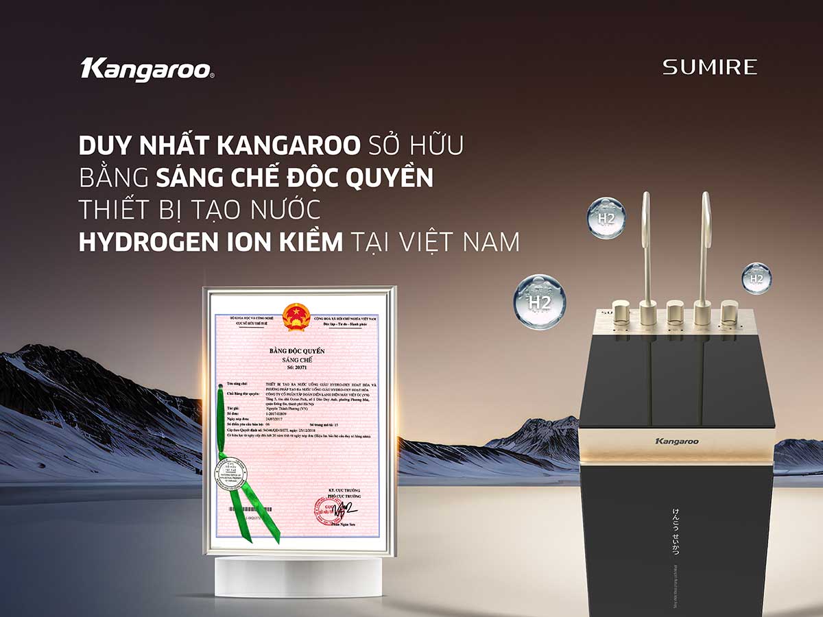 Máy lọc nước ion kiềm Kangaroo Hydrogen nóng lạnh KGHC13A2 Máy lọc nước ion kiềm Kangaroo Hydrogen nóng lạnh KGHC13A2
