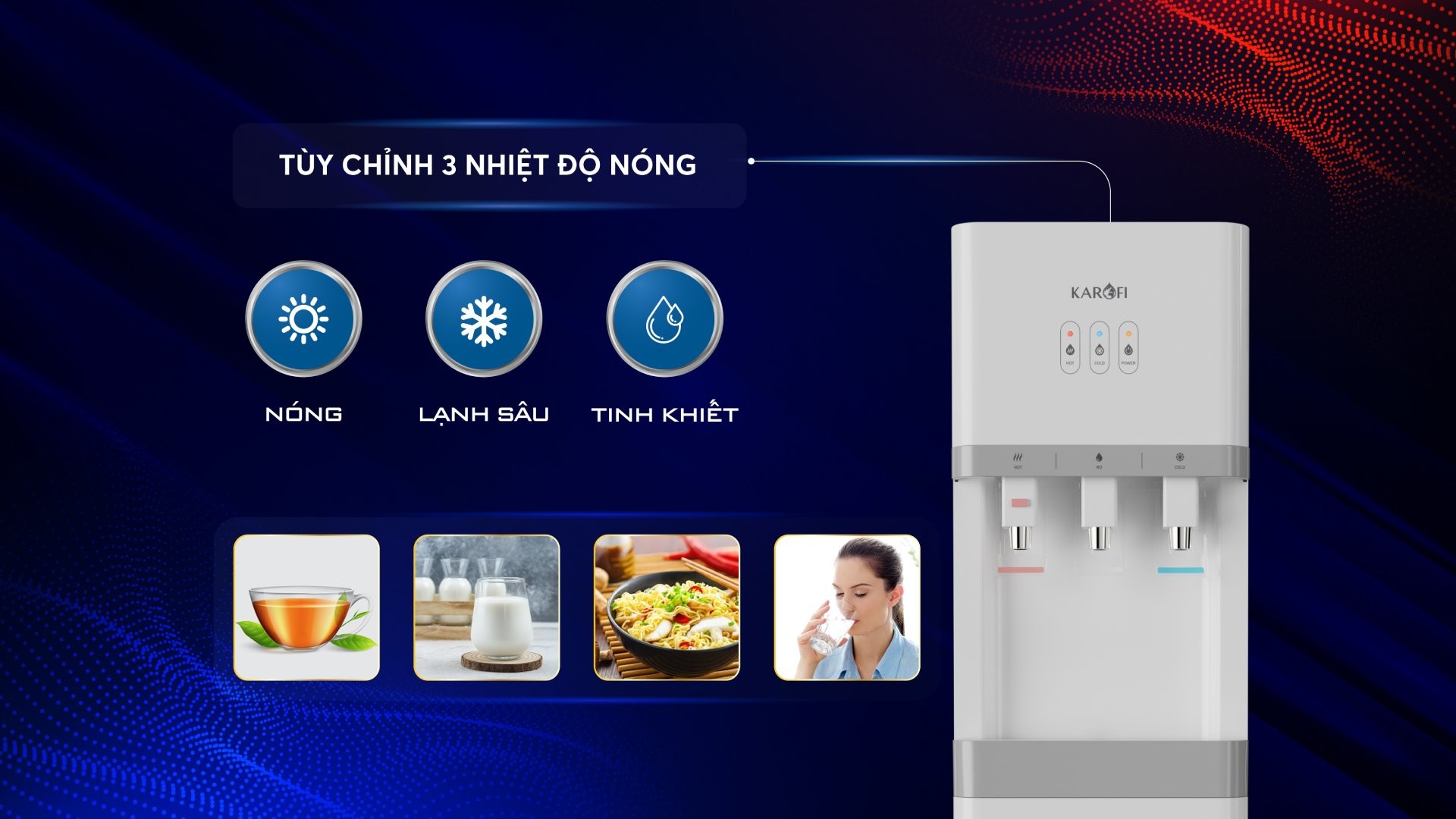 Máy lọc nước nóng lạnh Karofi HCV208RO có chức năng làm lạnh nước