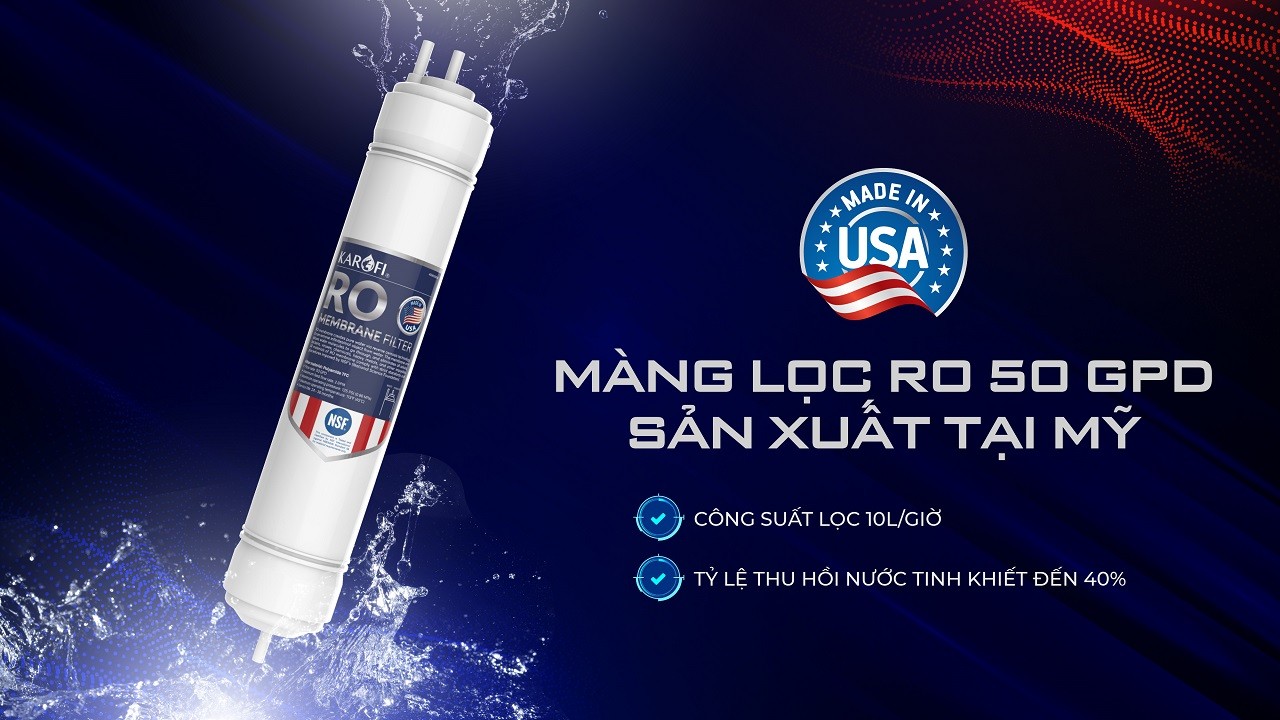 Máy lọc nước Karofi HCV208RO dùng màng RO của Mỹ