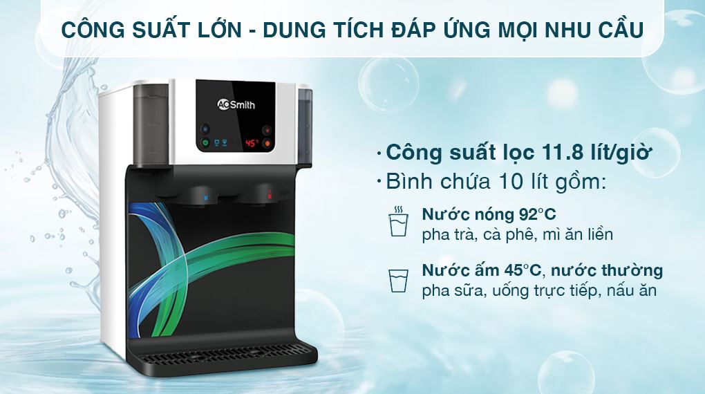 Máy lọc nước RO nóng nguội AOSmith ECO-AOC75PUR 4 lõi - Công suất Máy lọc nước RO nóng nguội AOSmith ECO-AOC75PUR 4 lõi - Công suất