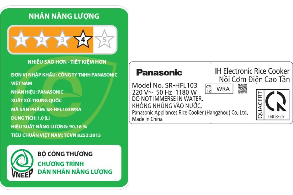 Nồi cơm cao tần Panasonic 1 lít SR-HFL103WRA Nồi cơm cao tần Panasonic 1 lít SR-HFL103WRA