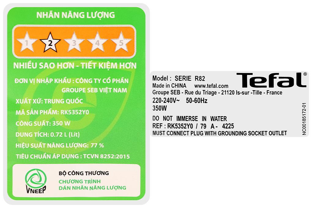 Nồi cơm điện tử Tefal 0.72 lít RK5352Y0 Nồi cơm điện tử Tefal 0.72 lít RK5352Y0