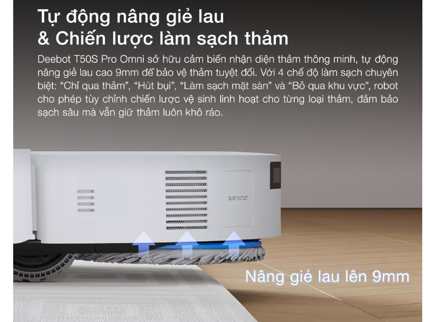 Robot hút bụi tự nâng giẻ lau