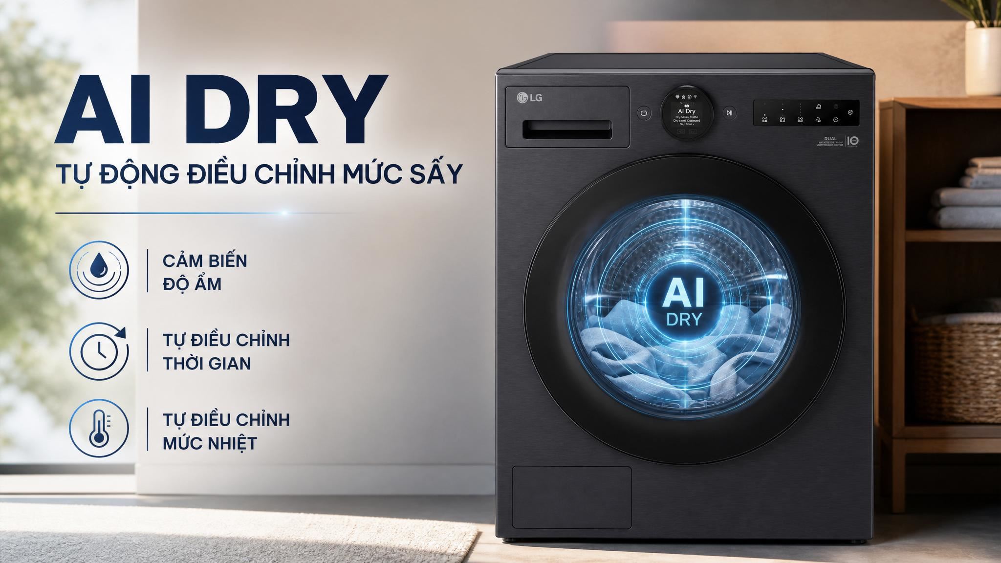 Máy sấy bơm nhiệt LG 12 kg RX12VHP3K - AI Dry Máy sấy bơm nhiệt LG 12 kg RX12VHP3K - AI Dry
