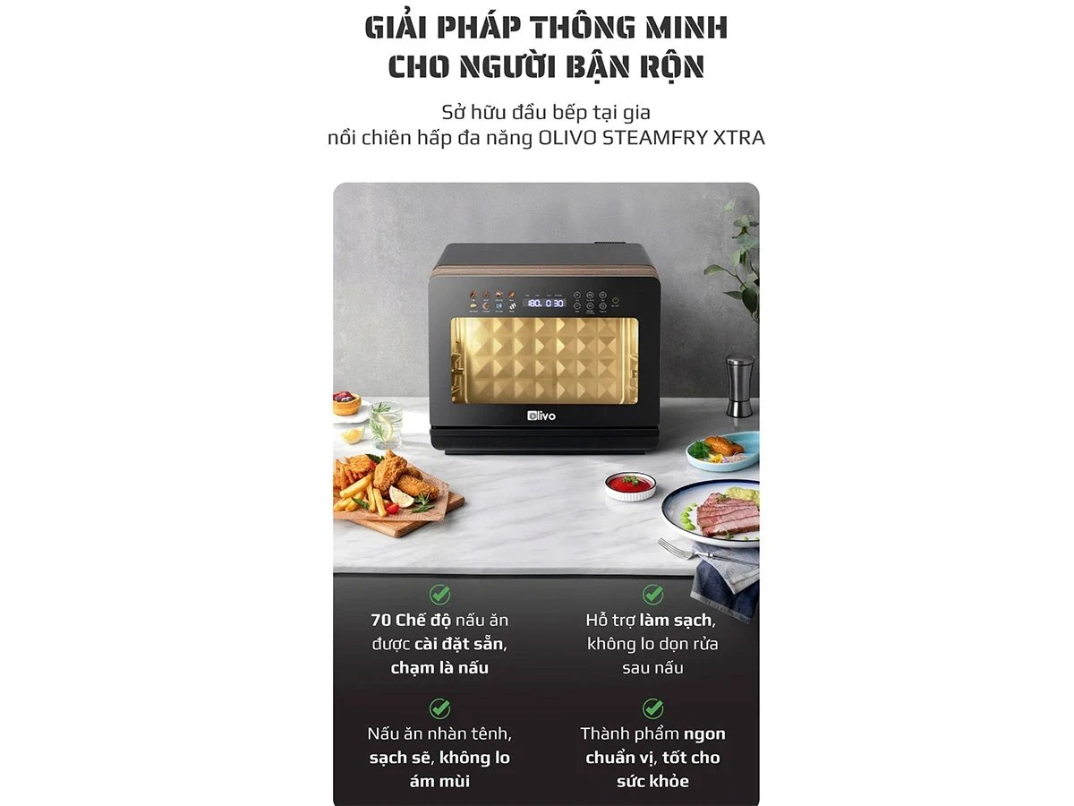 Nồi chiên hấp Olivo SteamFry Extra