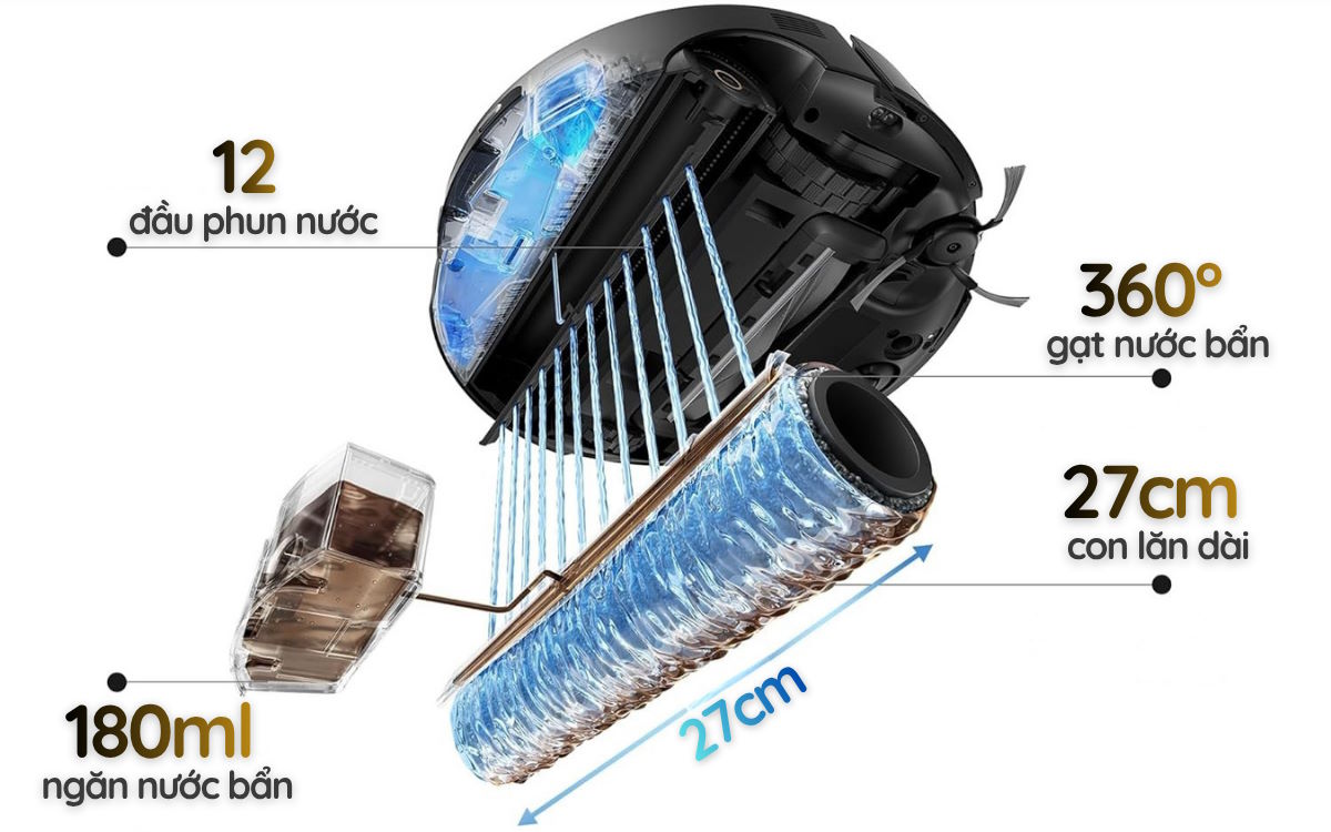 Robot hút bụi lau nhà chuyên dụng Mova S70 Roller