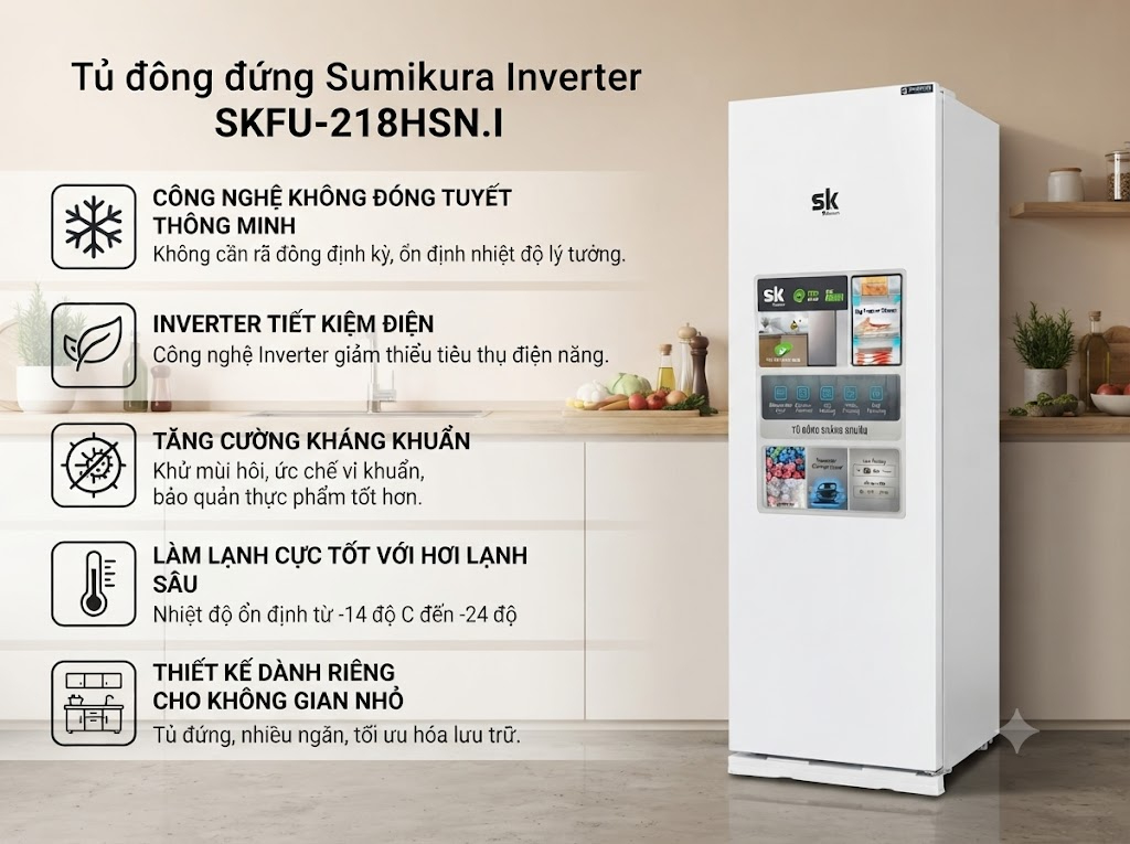 Tủ đông đứng Sumikura Inverter SKFU-218HSN.I