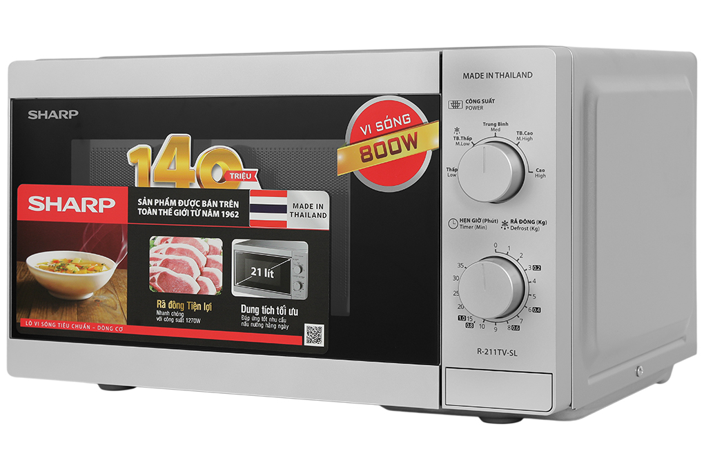 Lò vi sóng Sharp R-211TV-SL 21 lít - Thiết kế Lò vi sóng Sharp R-211TV-SL 21 lít - Thiết kế