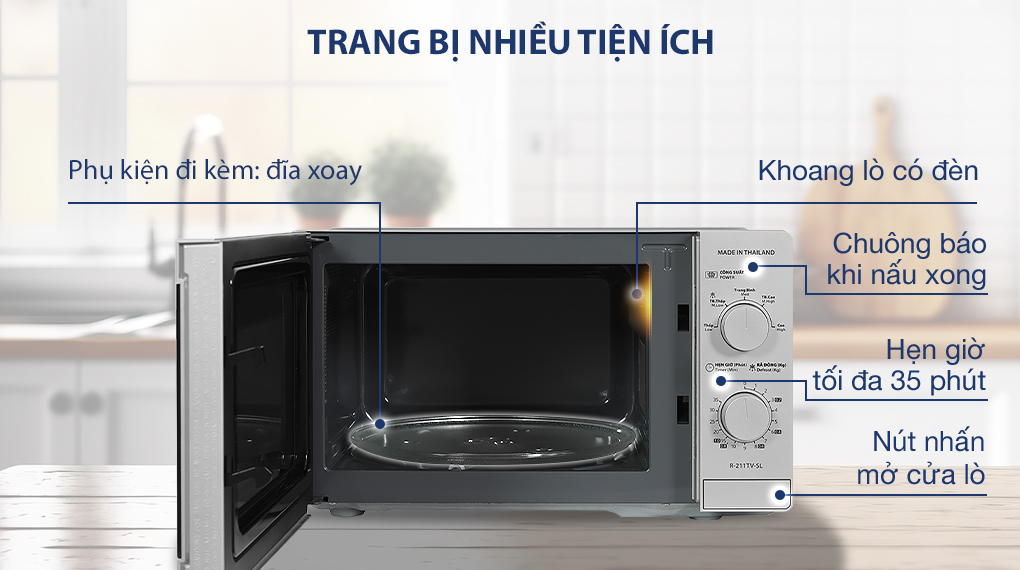 Lò vi sóng Sharp R-211TV-SL 21 lít - Tiện ích Lò vi sóng Sharp R-211TV-SL 21 lít - Tiện ích