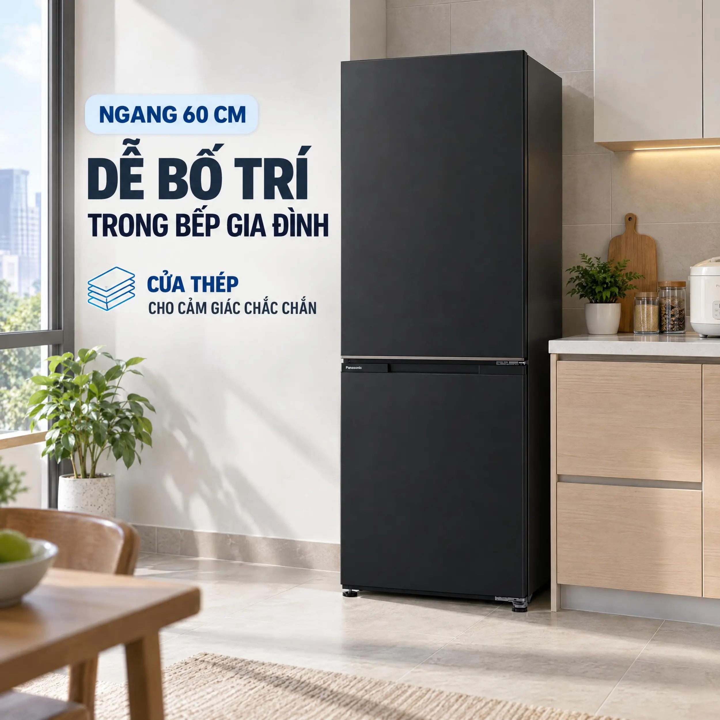Tủ lạnh Panasonic Inverter 344 lít NR-BV372BWKV - Kích thước gọn tiết kiệm không gian Tủ lạnh Panasonic Inverter 344 lít NR-BV372BWKV - Kích thước gọn tiết kiệm không gian
