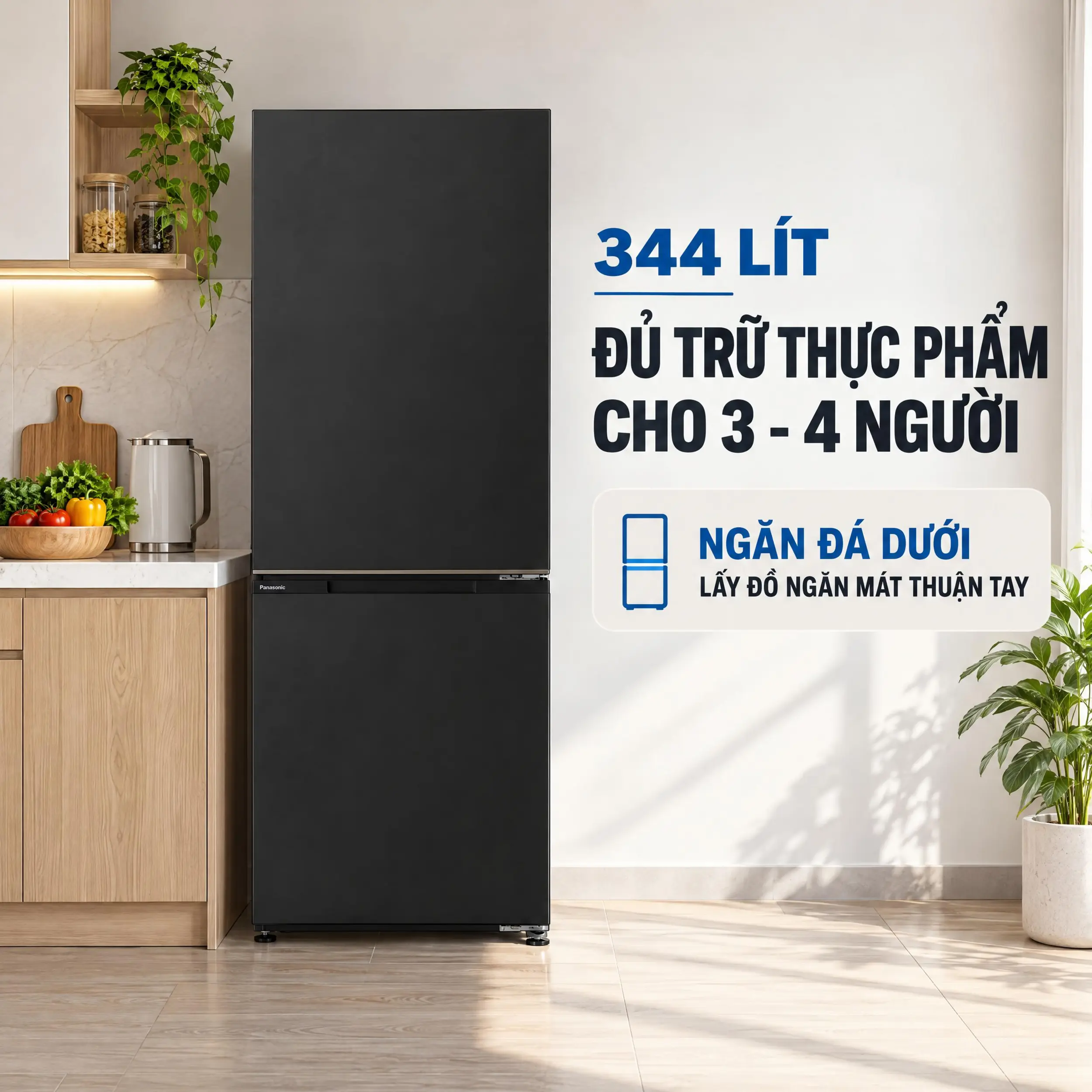 Tủ lạnh Panasonic Inverter 344 lít NR-BV372BWKV - Dung tích 344 lít Tủ lạnh Panasonic Inverter 344 lít NR-BV372BWKV - Dung tích 344 lít