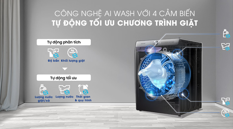 Máy giặt sấy Samsung AI Inverter 14kg WD14TP44DSB