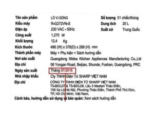 Lo Vi Song Co Nuong Sharp R G272vn S 20 Lit