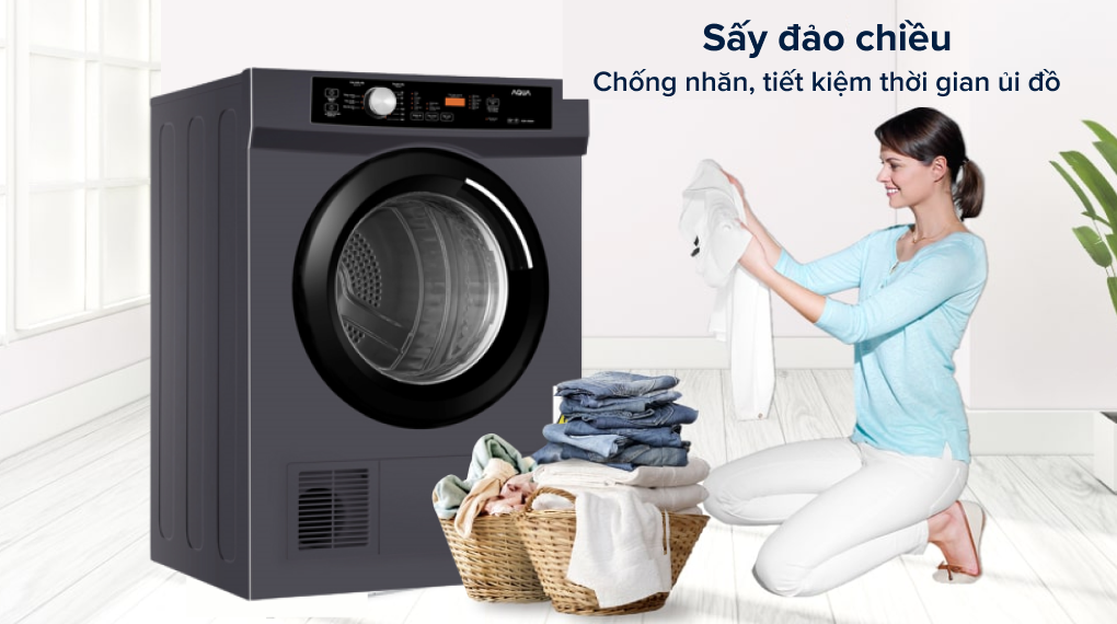 Máy sấy thông hơi Aqua 8 kg AQH-V800H SS